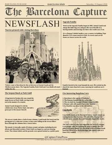Barcelona vintage newspaper front page